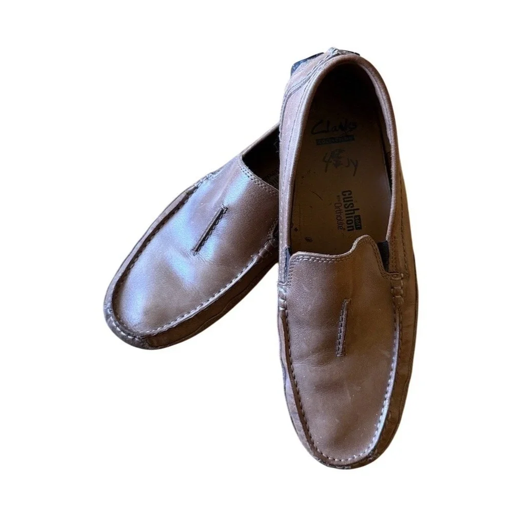 Clarks Ashmont Race Men's Driving Loafers Brown Slip-On Cushion 10M comfort shoe